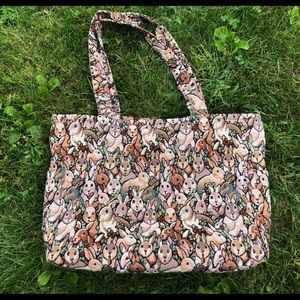 Handmade tapestry-like bunny shoulder bag